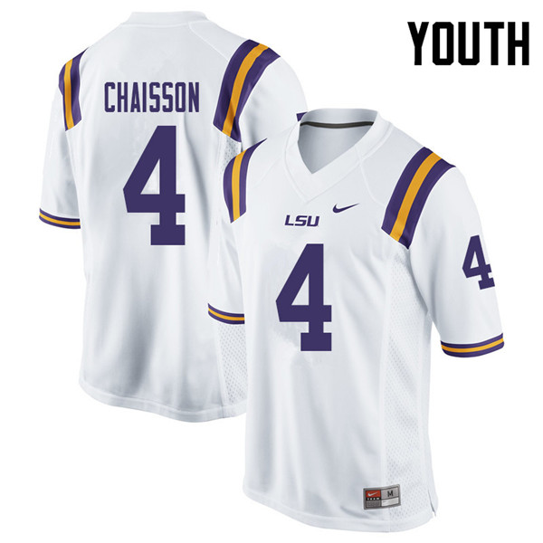 Youth #4 K'Lavon Chaisson LSU Tigers College Football Jerseys Sale-White